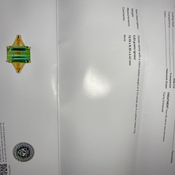 GIA Certified Tourmaline 5.15ct Solid 22K Gold Rng - Picture 8 of 8